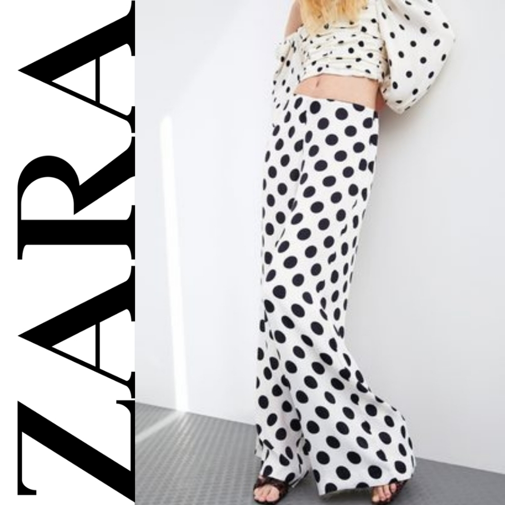 ZARA Polka Dot Trouser Pants Wide Leg